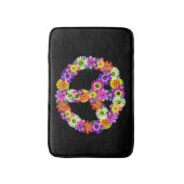 ピースサインフローラオン黒 バスマット (正面縦)