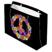 ピースサインフローラオン黒 ラージペーパーバッグ (裏面アングル)