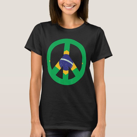 ピースサインブラジル国旗 Tシャツ (正面)
