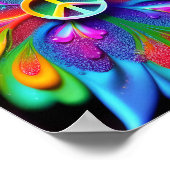 ピースサインボサイケデリックホレトロアート ポスター (角)