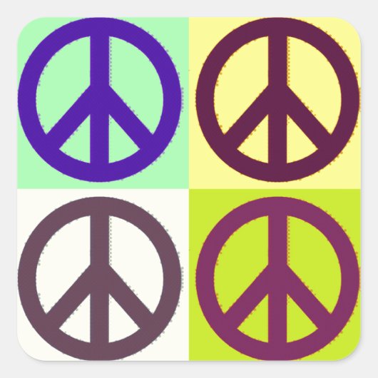 ピースサインポップ・アートのアート スクエアシール (正面)