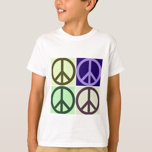 ピースサインポップ・アートのアート Tシャツ (正面)