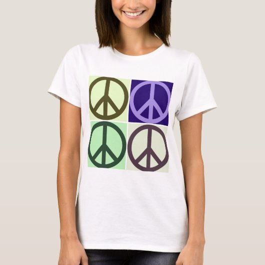 ピースサインポップ・アートのアート Tシャツ (正面)