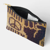 ピースサインユニティフィストブラウンアーティザンクロシェプリント アクセサリーポーチ (見開き)