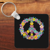 ピースサインラブ60s 70s絞り染めヒッピー衣装Flo キーホルダー (正面)