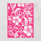 ピースサイン付きピンクのハイビスカス投票者用はがき ポストカード (正面)