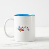 ピースサイン及び鳩の素晴しくサイケデリックなマグの♥ ツートーンマグカップ (左)