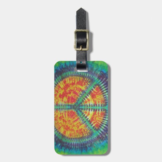 ピースサイン絞り染めファットディーズ ラゲッジタグ (正面縦)