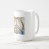 ピースサイン絵を描ウォーターカラー コーヒーマグカップ (正面右)