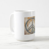 ピースサイン絵を描ウォーターカラー コーヒーマグカップ (正面左)