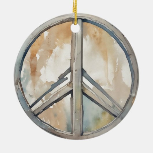 ピースサイン絵を描ウォーターカラー セラミックオーナメント (裏面)
