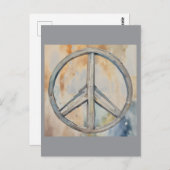 ピースサイン絵を描ウォーターカラー ポストカード (正面/裏面)