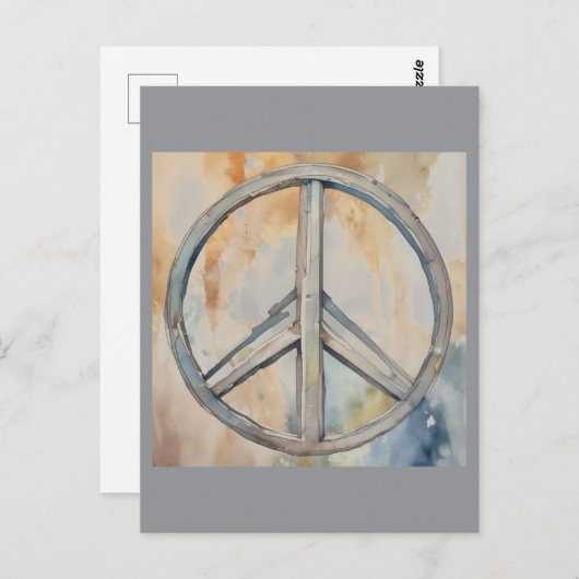 ピースサイン絵を描ウォーターカラー ポストカード (正面/裏面)
