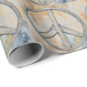 ピースサイン絵を描ウォーターカラー ラッピングペーパー (ロールコーナー)