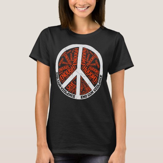 ピースサイン衣服オレンジエンドガン暴力1 Tシャツ (正面)
