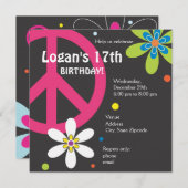 ピースサイン誕生日招待状- 招待状 (正面/裏面)