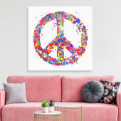 ピースサイン、ドリップアート キャンバスプリント (インサイチュ (リビング))
