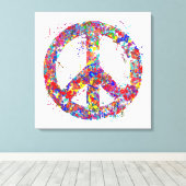 ピースサイン、ドリップアート キャンバスプリント (インサイチュ (ウッドフロア))