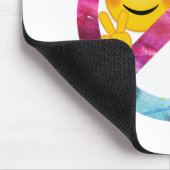 ピースサイン、ヒッピーの顔文字の水彩画の芸術 マウスパッド (コーナー)