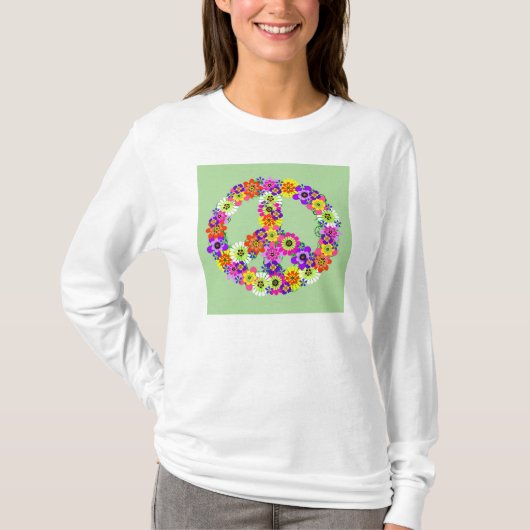 ピースサイン フラワーリ Tシャツ (正面)