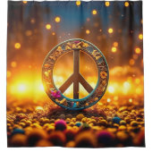 ピースサイン《写真》ぼけ味 シャワーカーテン (正面)