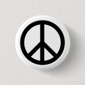 ピースシンボルアンチ戦争白黒シンプルボタン 缶バッジ (正面)