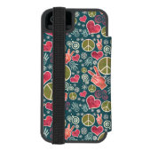 ピースシンボル ヒップスター 平和主義 サインデザイン INCIPIO iPhoneウォレットケース (フォリオ裏面)
