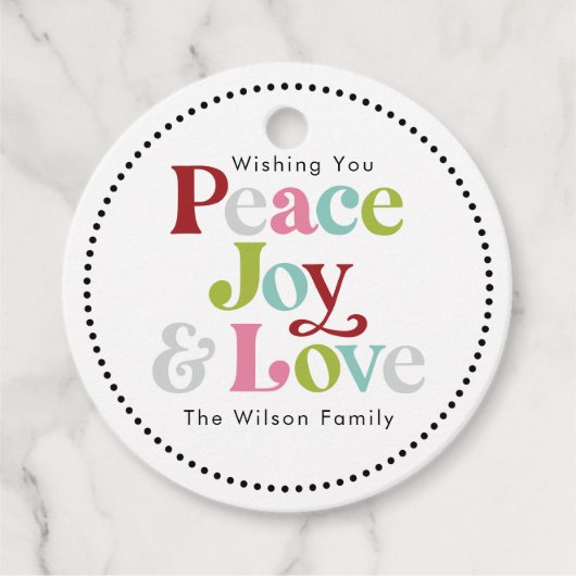 ピースジョイカラフル&ラブレトロクリスマスホリデー フェイバータグ (正面)