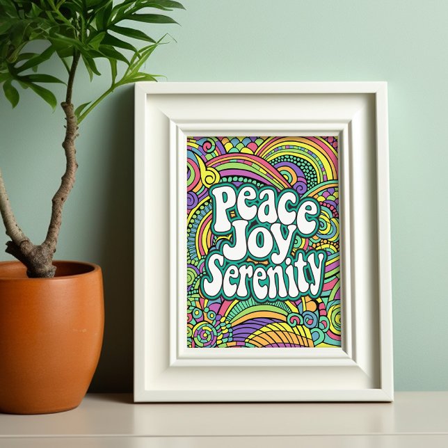 ピースジョイセレニティ抽象芸術パターンアダルトカラーリング レターヘッド (Coloring page - peace joy serenity)