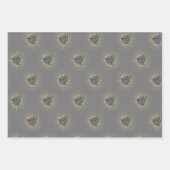 ピースジョイドーヴクリスマスタイポグラフィグレー金ゴールド ラッピングペーパーシート (正面3)