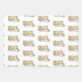 ピースジョイドーヴクリスマスタイポグラフィグレー金ゴールド ラッピングペーパーシート (正面2)