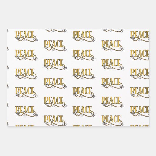 ピースジョイドーヴクリスマスタイポグラフィグレー金ゴールド ラッピングペーパーシート (正面2)