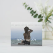ピースジョイホリデーフォトシンプルクリスマスグリーティング シーズンポストカード (スタンド正面)