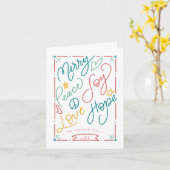 ピースジョイメリーラブホープハンドドロッドブライトホリデー カード (黄色い花)