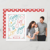 ピースジョイメリーラブホープハンドドロッドブライトホリデー シーズンカード (正面/裏面)