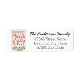 ピースジョイモダンラブクリスマスホリデーリース ラベル