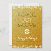 ピースジョイラブタイポグラフィスノーフレーク金ゴールドグリッター シーズンカード (正面)