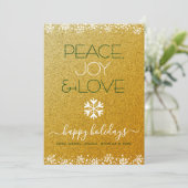 ピースジョイラブタイポグラフィスノーフレーク金ゴールドグリッター シーズンカード (スタンド正面)