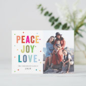 ピースジョイラブタイポグラフィホリデーフォトカード 招待状 (スタンド正面)