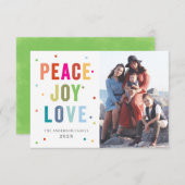 ピースジョイラブタイポグラフィホリデーフォトカード 招待状 (正面/裏面)