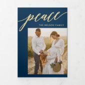 ピースジョイラブ編集可能カラートリフォールドホリデーカード 三つ折り招待状 (カバー)