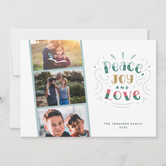 ピースジョイラブ3枚の写真家クリスマス シーズンカード (正面)