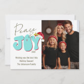 ピースジョイレトロフォント1フォトファミリークリスマス シーズンカード (正面)