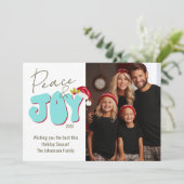 ピースジョイレトロフォント1フォトファミリークリスマス シーズンカード (スタンド正面)