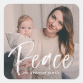 ピーススクリプトモダンフォトホリデー スクエアシール (正面)
