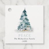 ピーススノーウォーターカラーパインクリスマスツリーギフト フェイバータグ (正面)