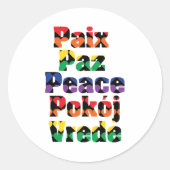 ピースタイポグラフィレインボーハート ラウンドシール (正面)