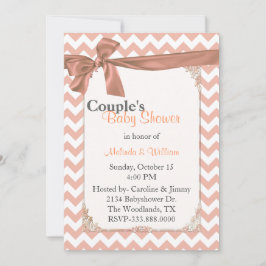 ピースタイリッシュチシェブロン夫婦のベビーシャワー 招待状