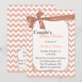 ピースタイリッシュチシェブロン夫婦のベビーシャワー 招待状 (正面/裏面)