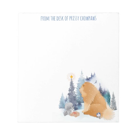 ピースチャウ犬の休日をパーソナライズ文字 ノートパッド (正面)